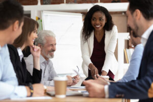 business meeting laughing