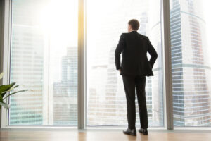 businessman in office windows