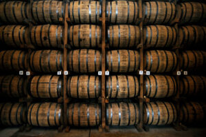 stack of whisky barrels