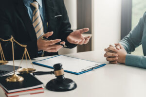 businessman in office with a client