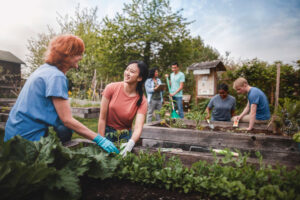 group planting together