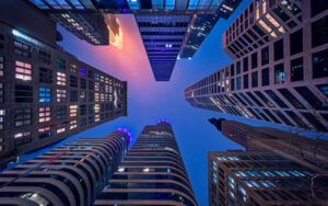 minneapolis looking up at skyscrapers