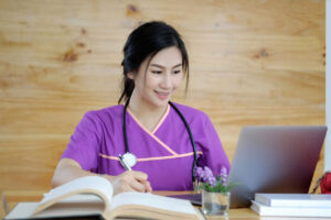 nurse using laptop