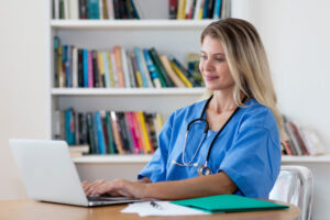 nurse working from home online