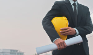 safety project manager with hard hat