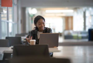 university student on a laptop