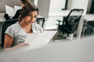 working at desk