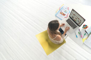 woman working online