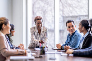 brainstorming in a business meeting