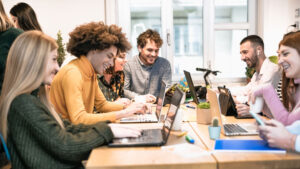co-working in a creative space