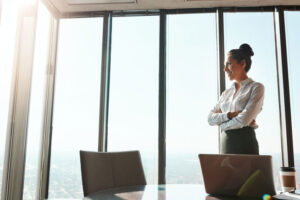 lawyer in highrise office