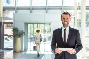 hotel manager with tablet
