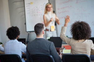 raising hand in college class
